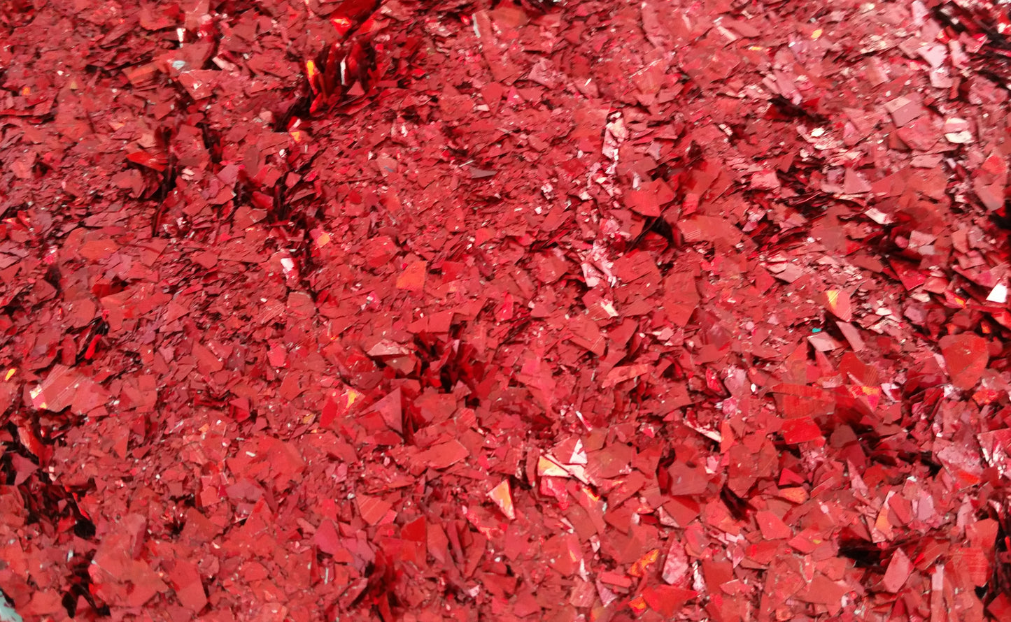 Holographic Red Cellophane Glitter Flakes