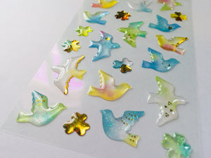 Bird Silhouette Crystal Stickers - 1 Sheet