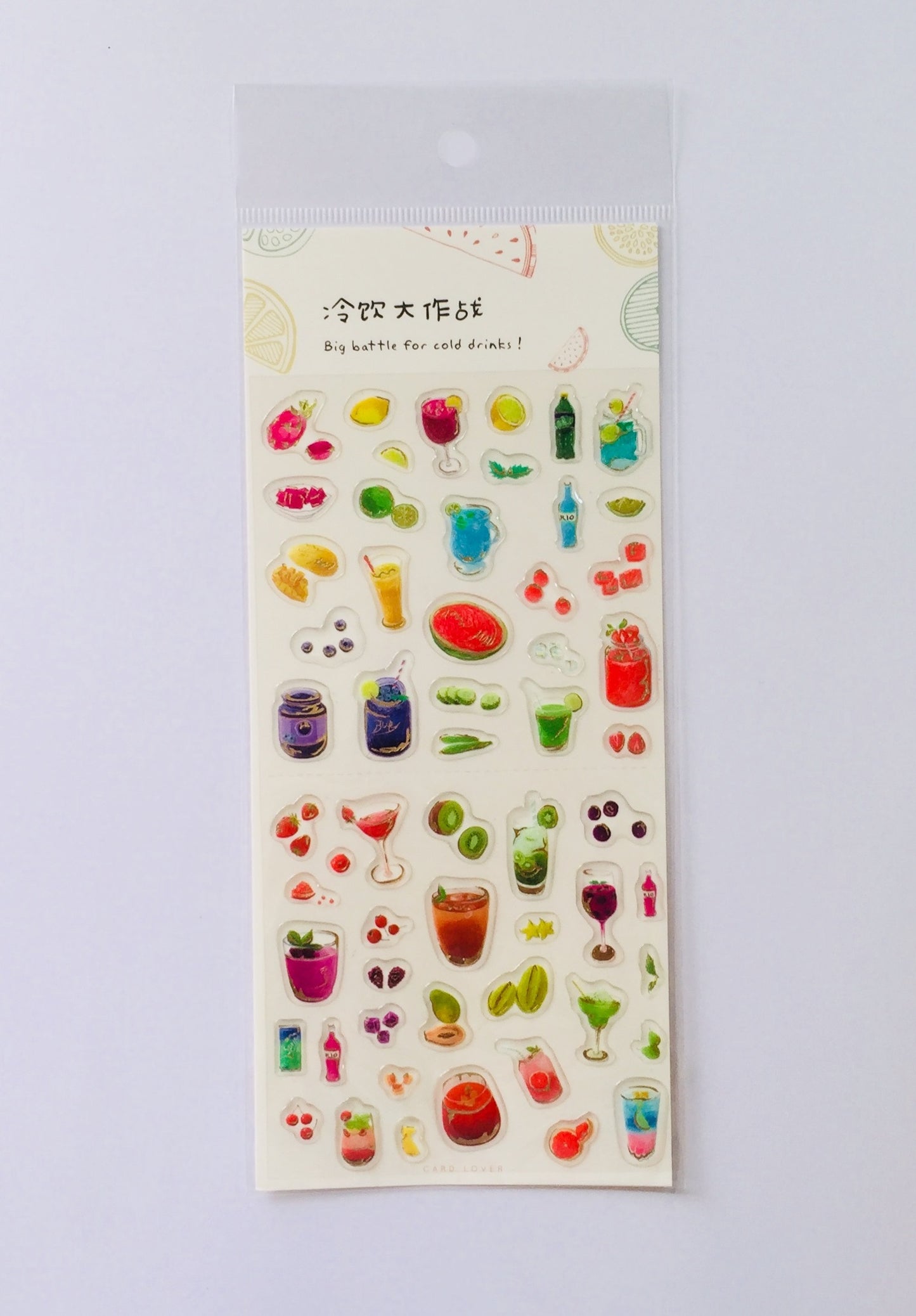 Fruit & Cocktail Drinks Epoxy Stickers - 1 sheet - The Crafts and Glitter Shop