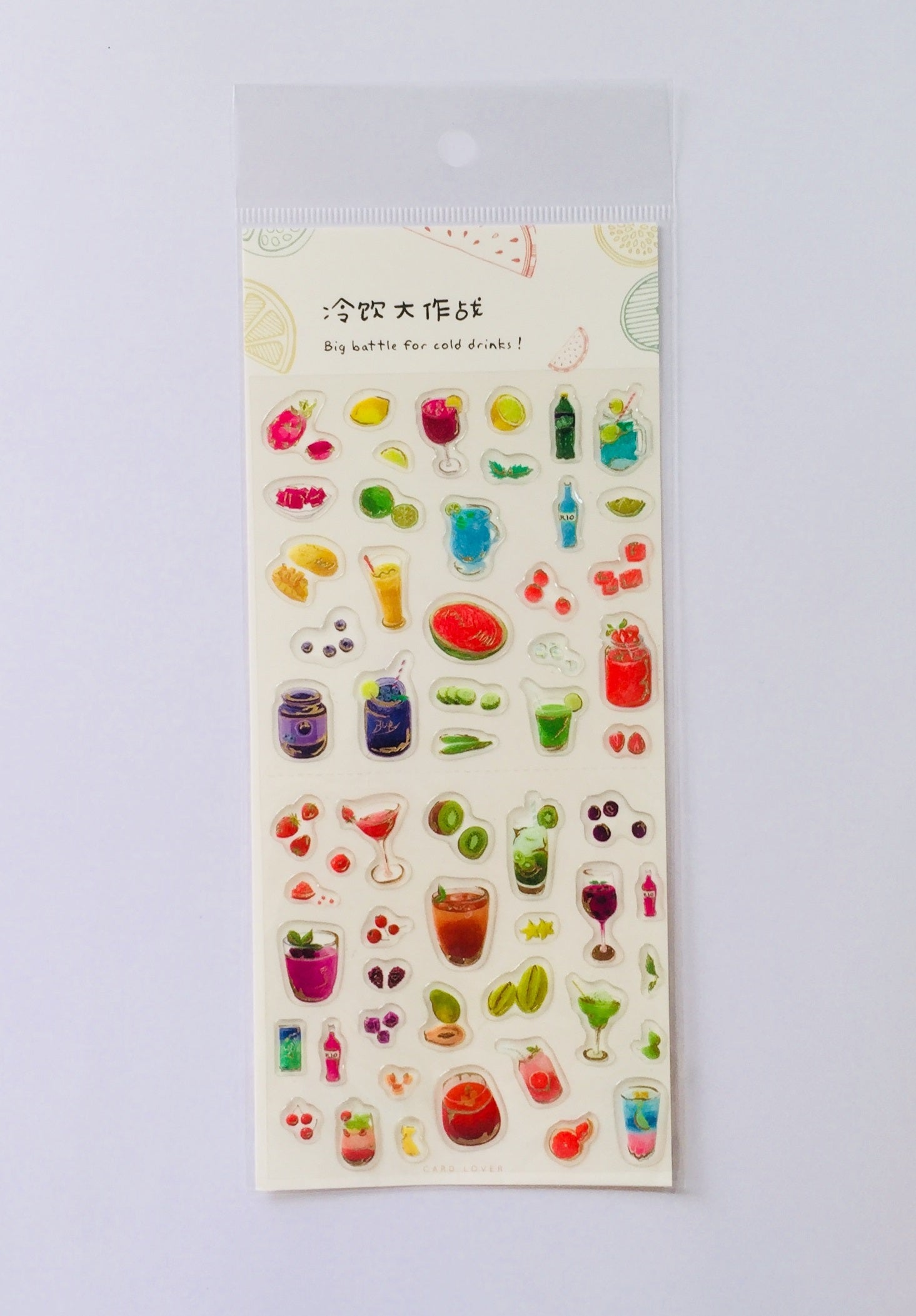 Fruit & Cocktail Drinks Epoxy Stickers - 1 sheet - The Crafts and Glitter Shop