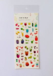 Fruit & Cocktail Drinks Epoxy Stickers - 1 sheet
