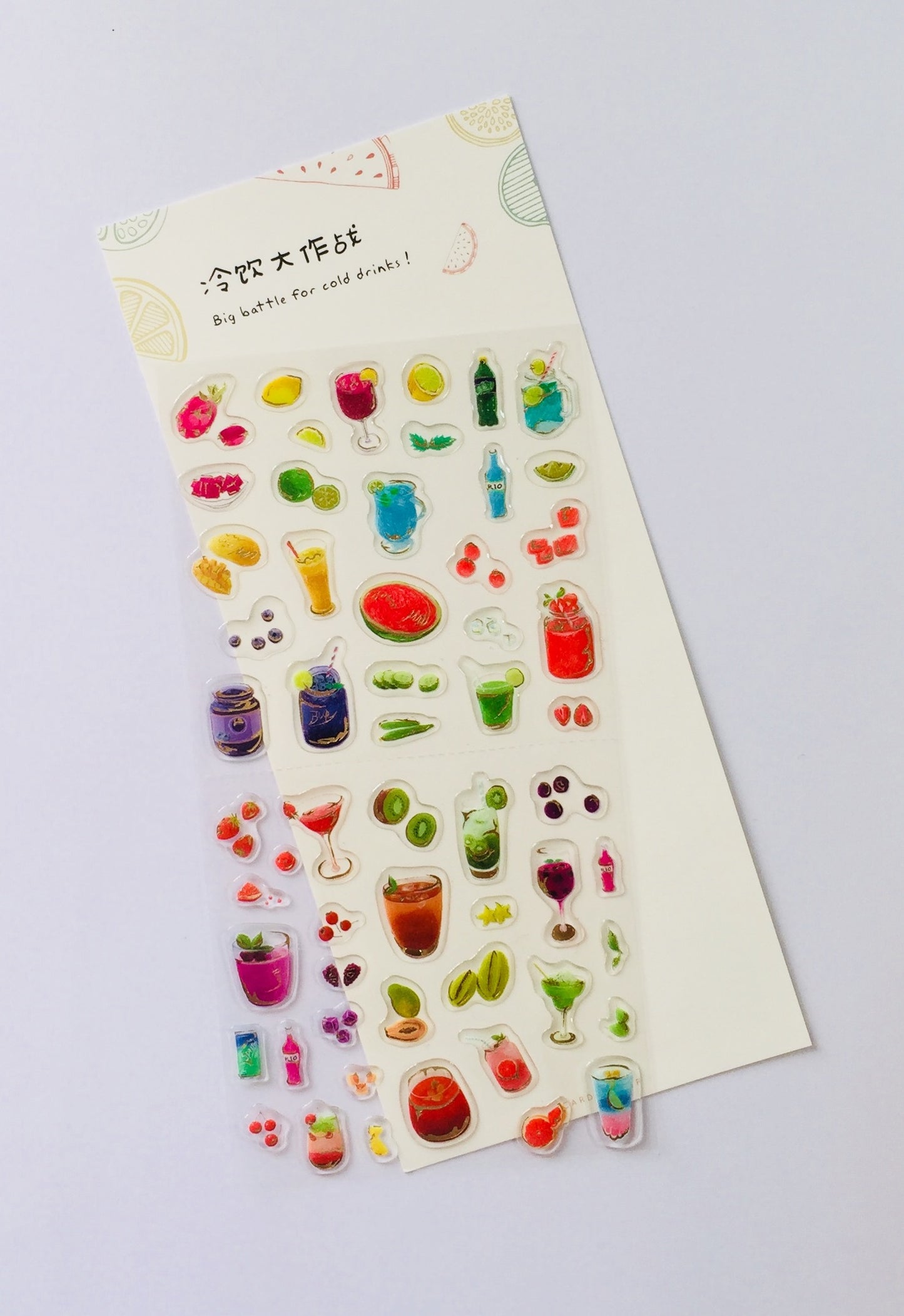 Fruit & Cocktail Drinks Epoxy Stickers - 1 sheet - The Crafts and Glitter Shop