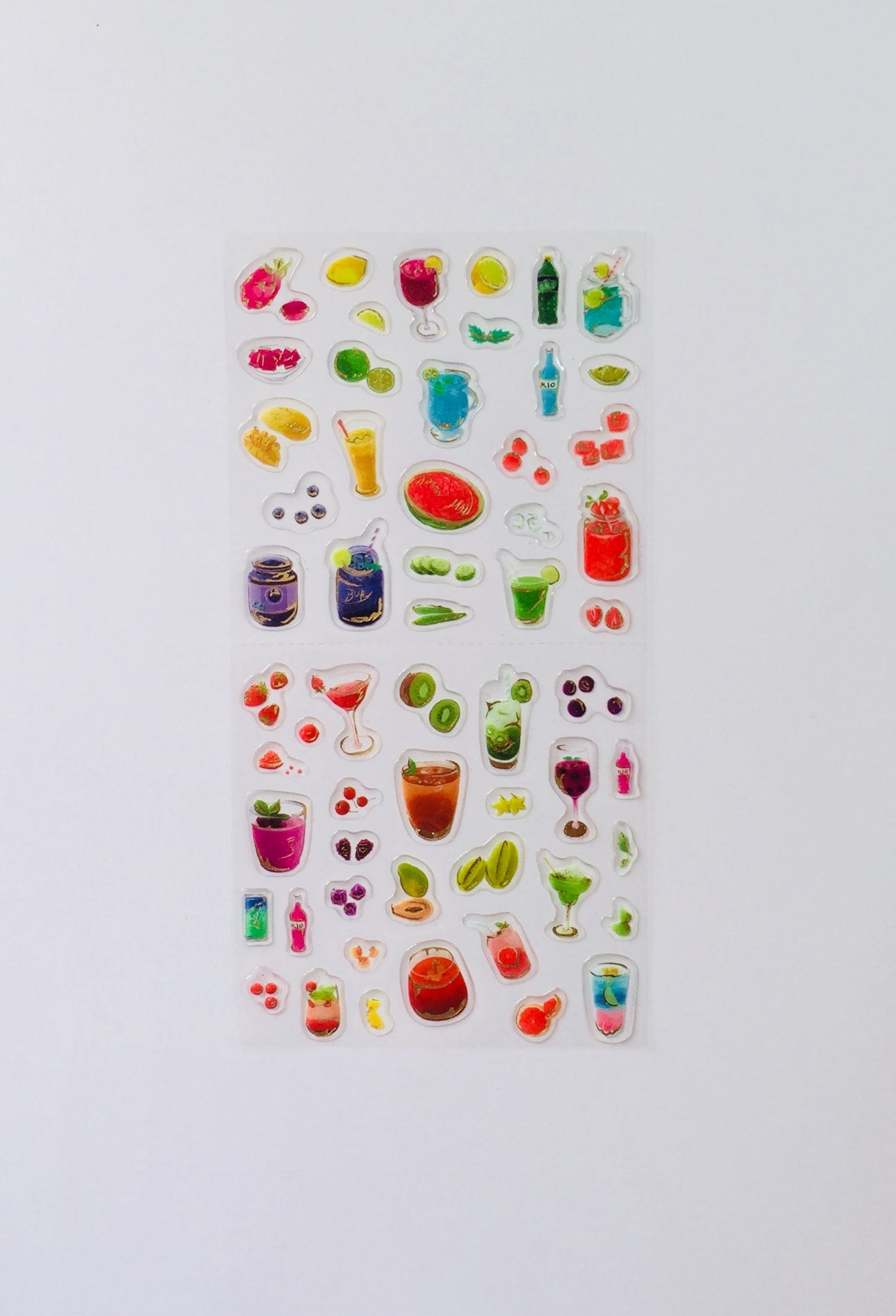 Fruit & Cocktail Drinks Epoxy Stickers - 1 sheet - The Crafts and Glitter Shop