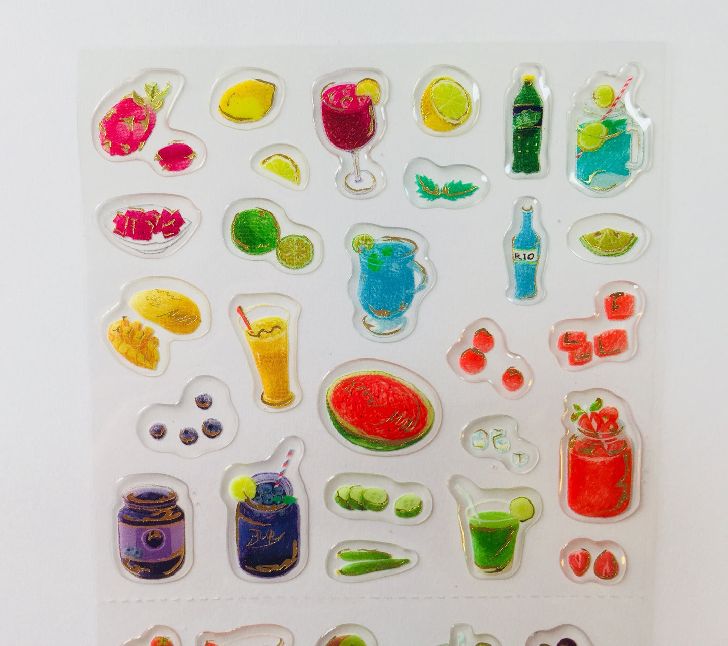 Fruit & Cocktail Drinks Epoxy Stickers - 1 sheet - The Crafts and Glitter Shop