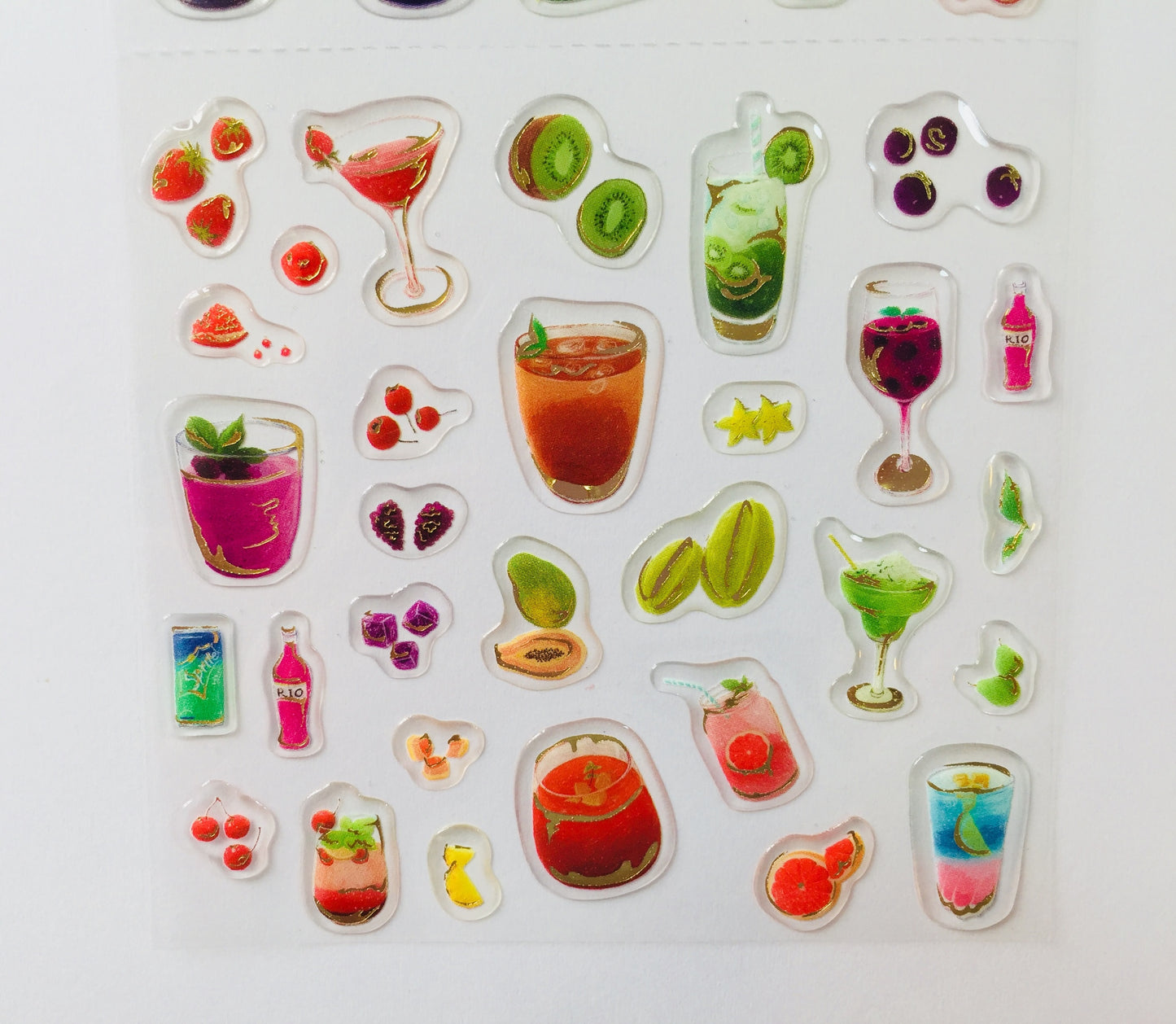 Fruit & Cocktail Drinks Epoxy Stickers - 1 sheet - The Crafts and Glitter Shop