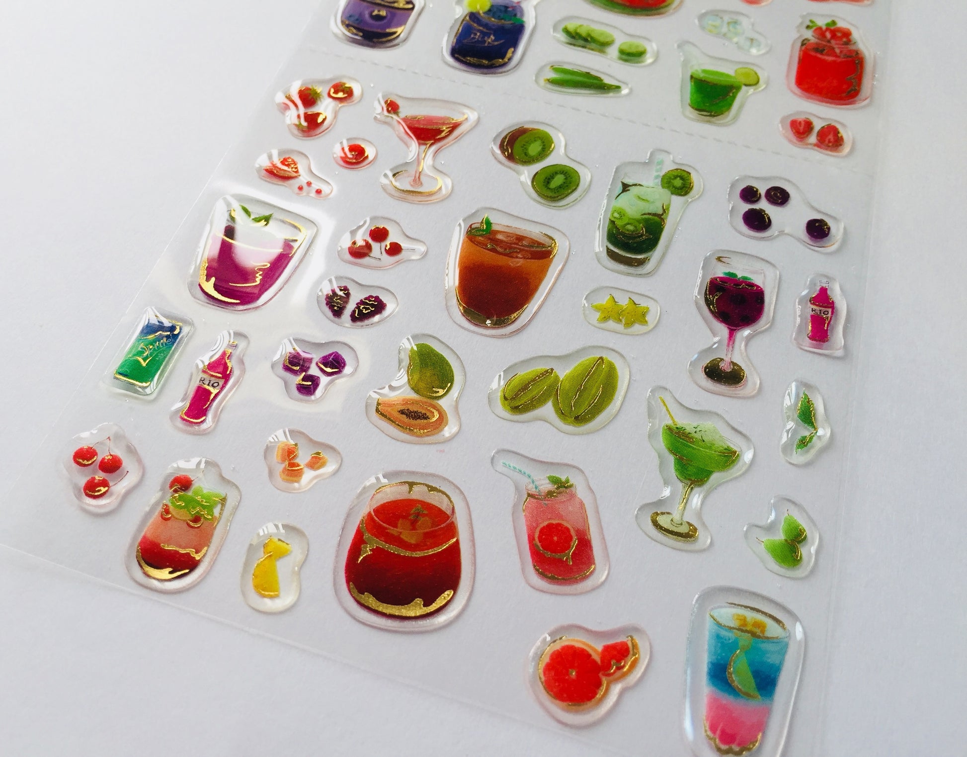 Fruit & Cocktail Drinks Epoxy Stickers - 1 sheet - The Crafts and Glitter Shop