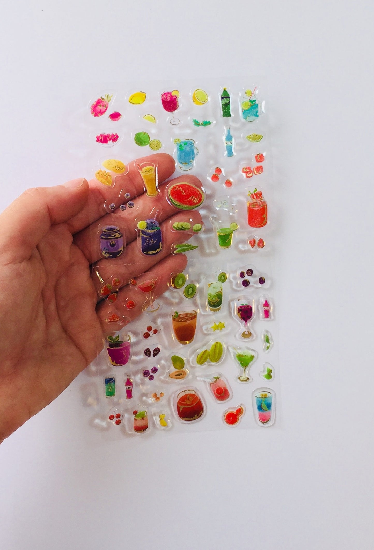 Fruit & Cocktail Drinks Epoxy Stickers - 1 sheet - The Crafts and Glitter Shop