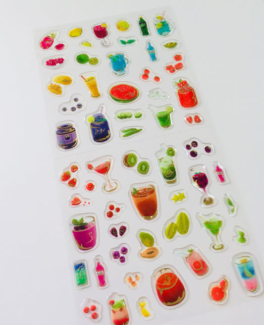 Fruit & Cocktail Drinks Epoxy Stickers - 1 sheet - The Crafts and Glitter Shop
