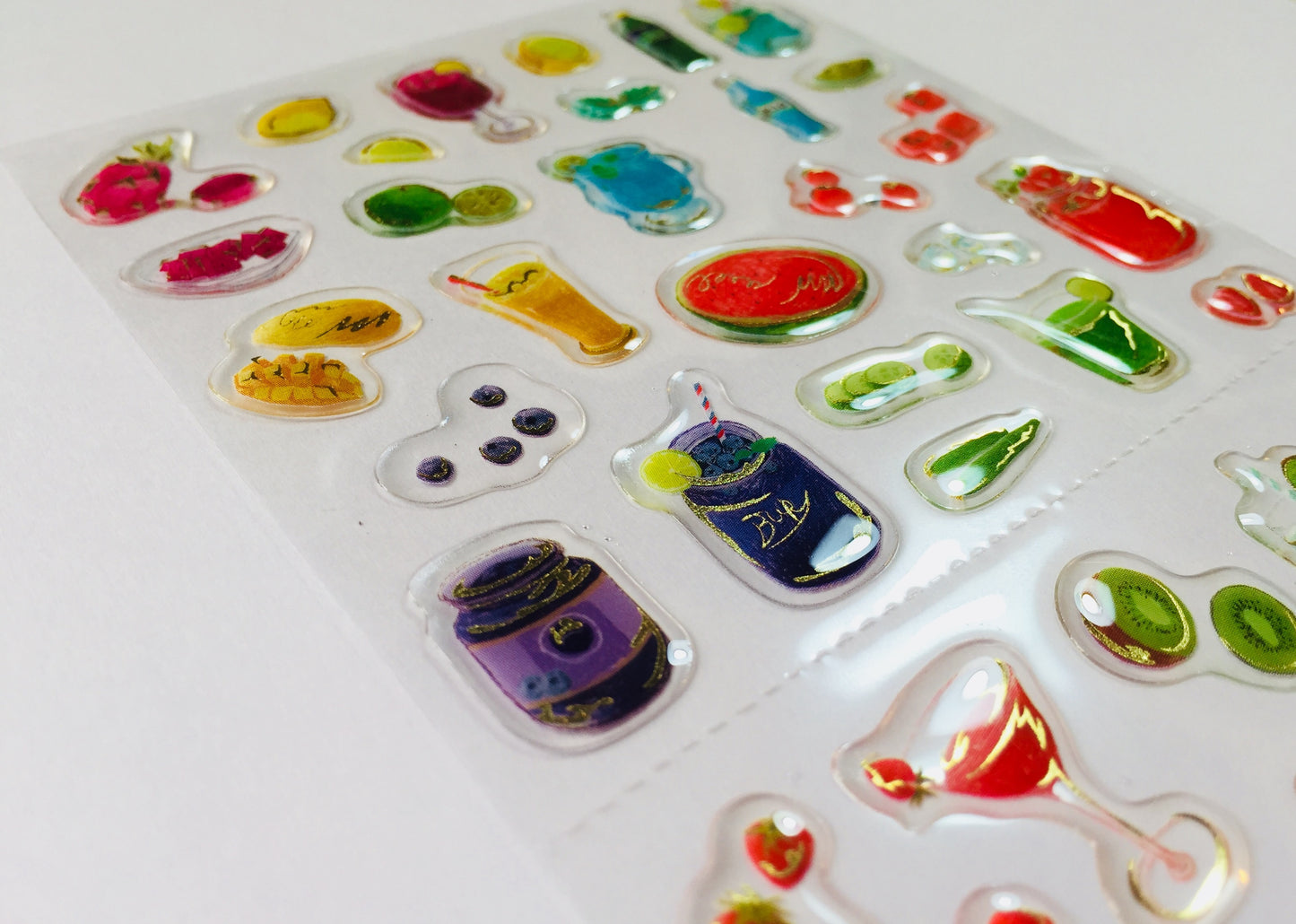 Fruit & Cocktail Drinks Epoxy Stickers - 1 sheet - The Crafts and Glitter Shop