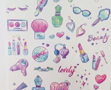 Load image into Gallery viewer, Pastel Make up Stickers - 1 uncut sheet
