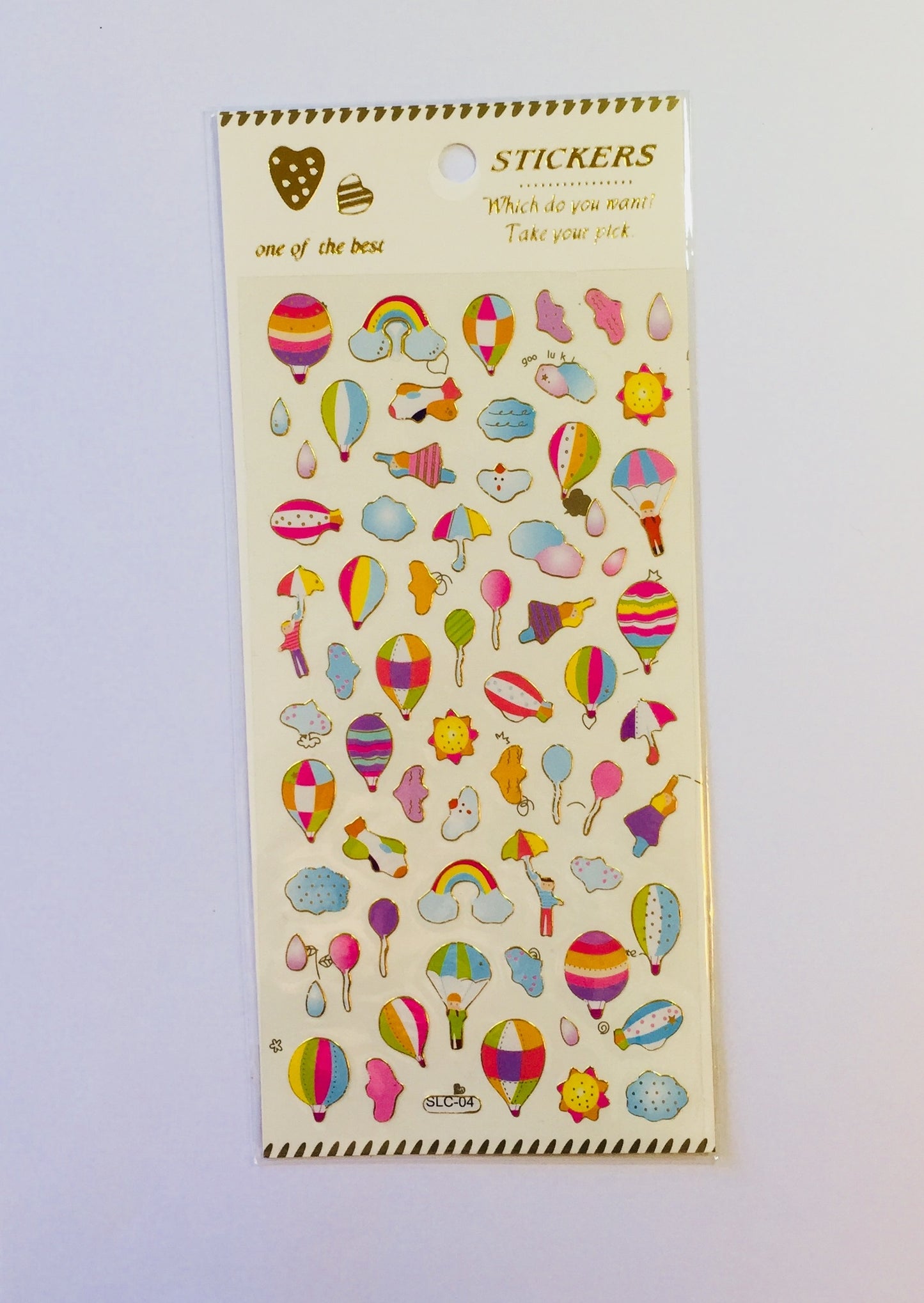 Colorful Hot Air Balloon Stickers - 1 Sheet - The Crafts and Glitter Shop