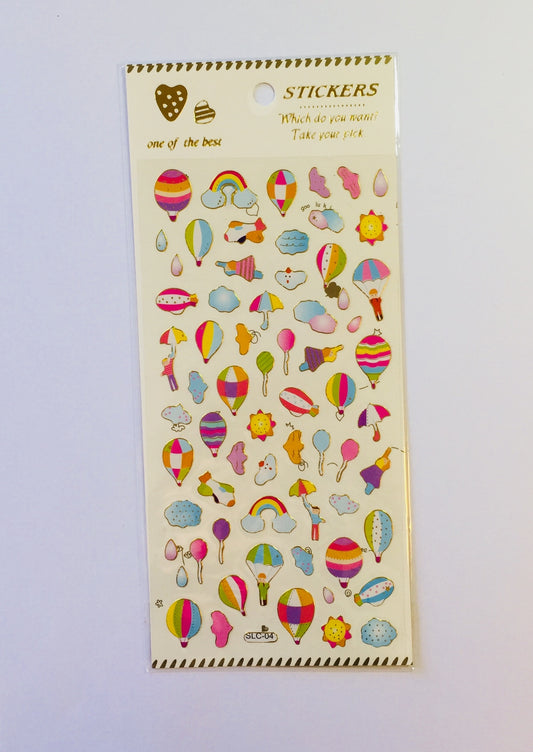 Colorful Hot Air Balloon Stickers - 1 Sheet - The Crafts and Glitter Shop