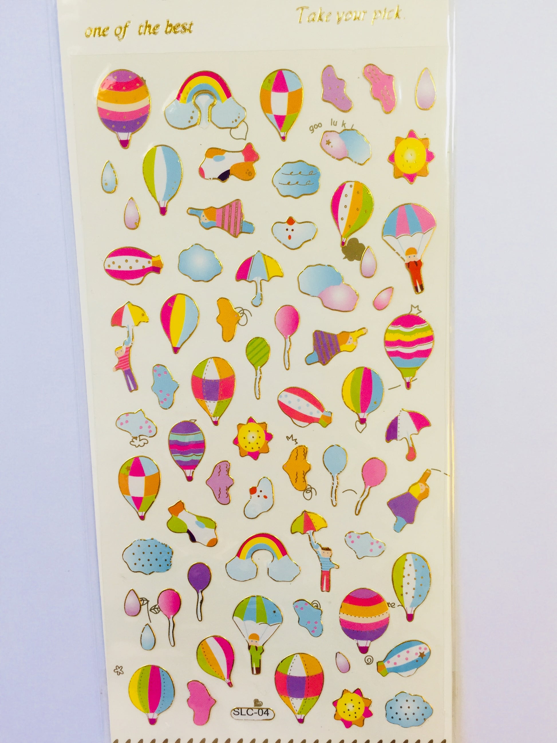 Colorful Hot Air Balloon Stickers - 1 Sheet - The Crafts and Glitter Shop