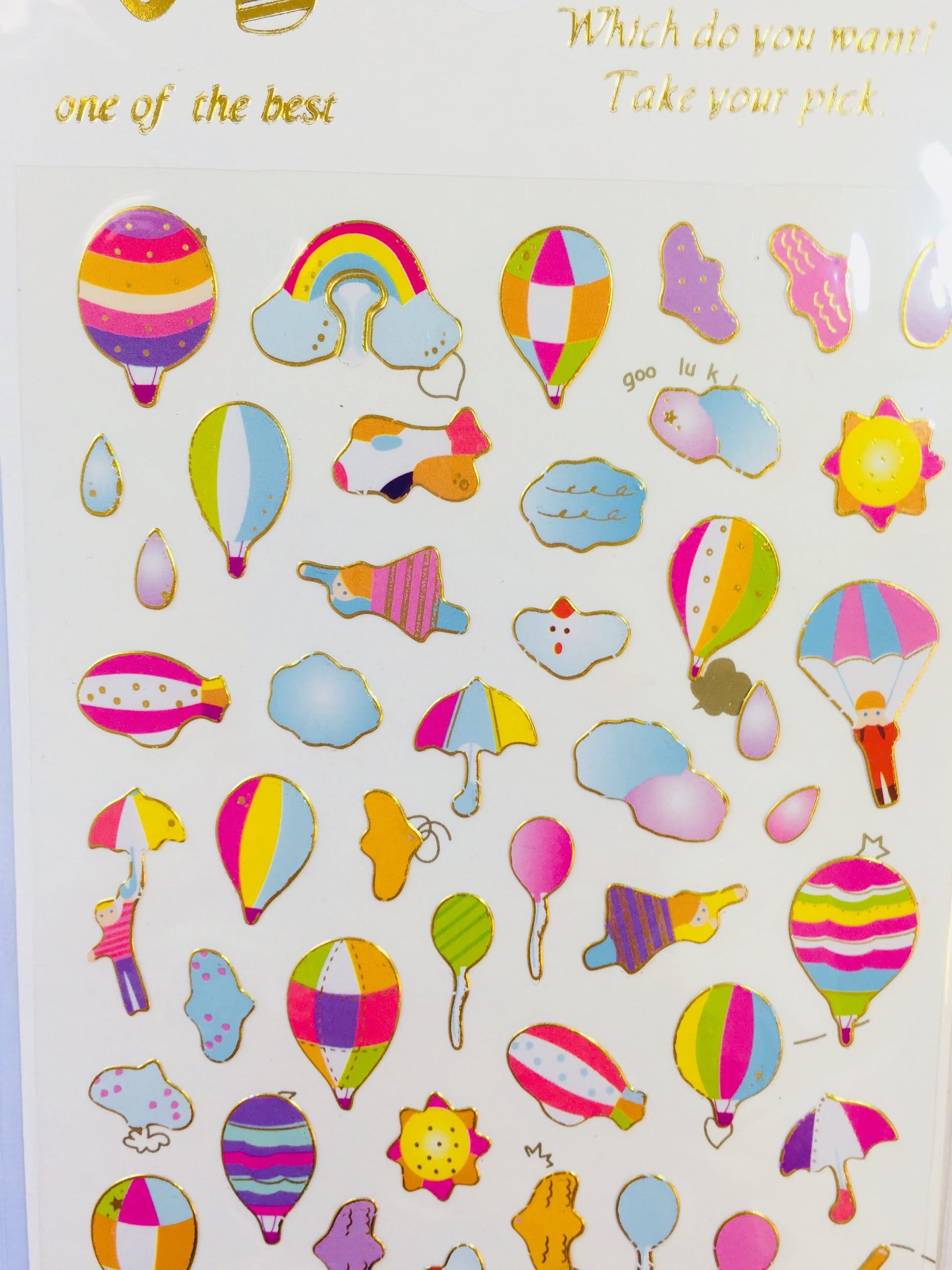 Colorful Hot Air Balloon Stickers - 1 Sheet - The Crafts and Glitter Shop