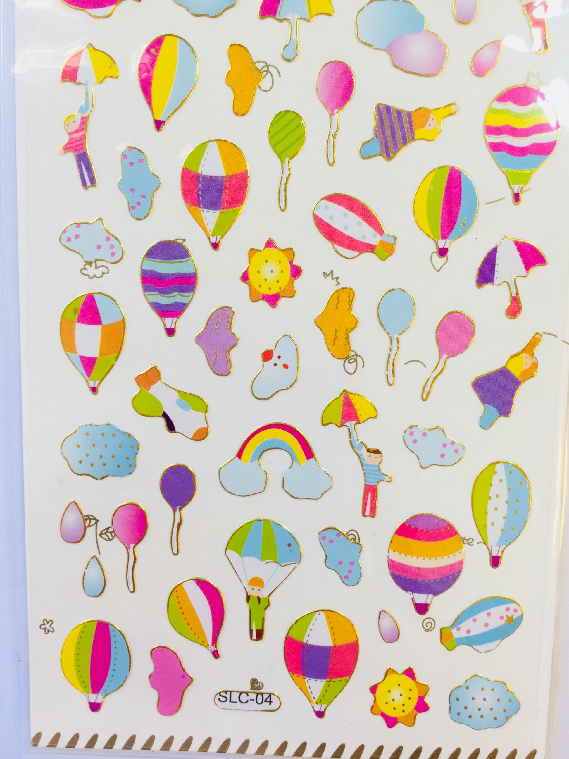 Colorful Hot Air Balloon Stickers - 1 Sheet - The Crafts and Glitter Shop