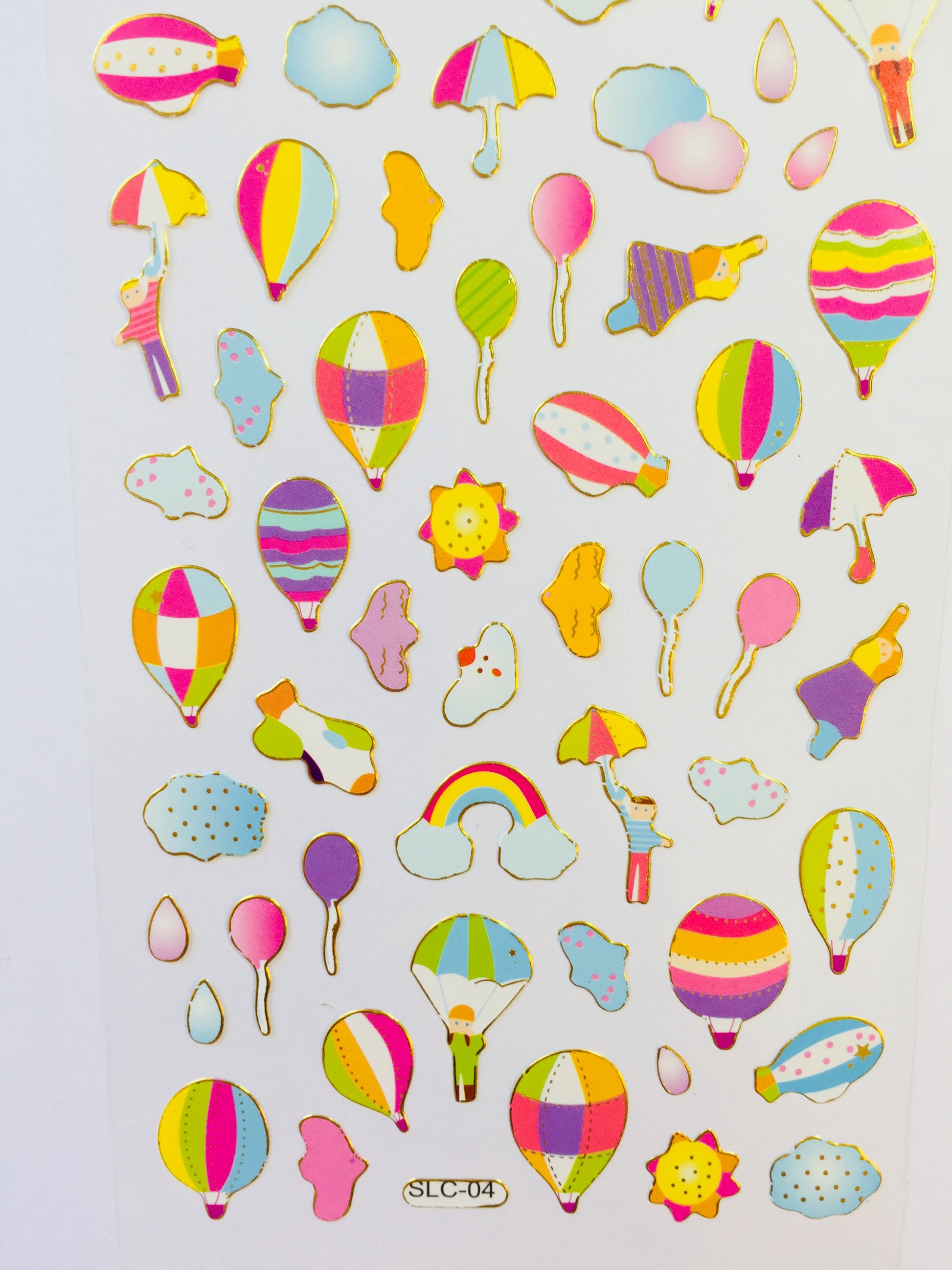 Colorful Hot Air Balloon Stickers - 1 Sheet - The Crafts and Glitter Shop