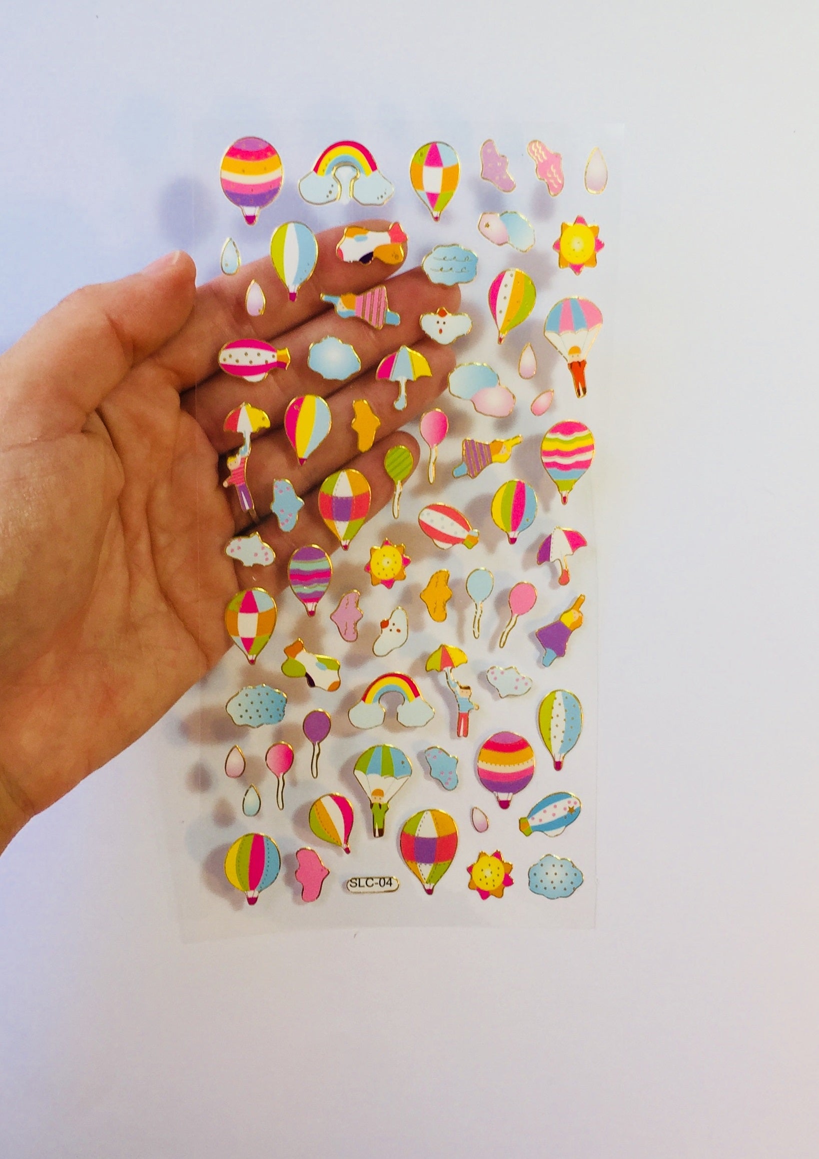 Colorful Hot Air Balloon Stickers - 1 Sheet - The Crafts and Glitter Shop