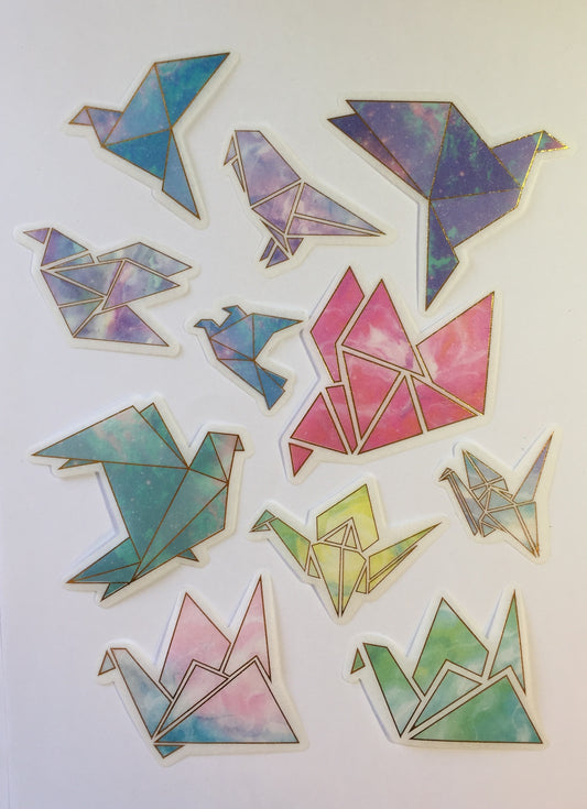 Origami Birds Sticker Pieces - 60 pieces - The Crafts and Glitter Shop