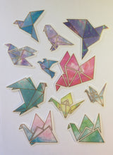 Load image into Gallery viewer, Origami Birds Sticker Pieces - 60 pieces