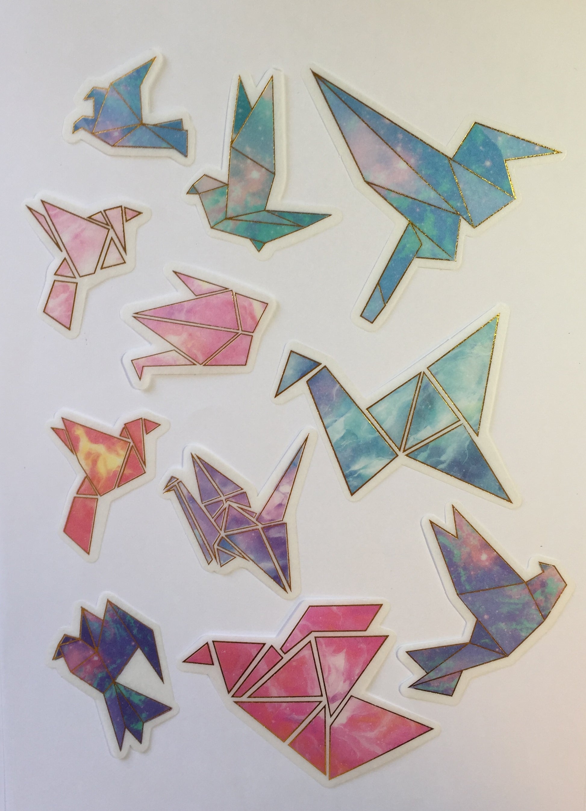Origami Birds Sticker Pieces - 60 pieces - The Crafts and Glitter Shop