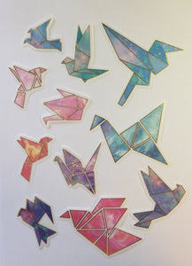 Origami Birds Sticker Pieces - 60 pieces