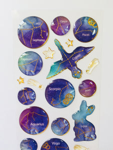 Horoscope Epoxy Stickers - 1 sheet