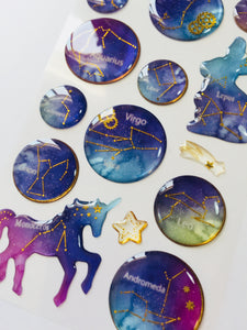 Horoscope Epoxy Stickers - 1 sheet