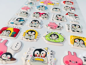Kawaii Penguin Planner Puffy Stickers - 1 sheet