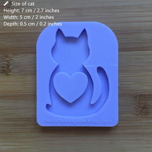 Cat Silhouette with hollow heart Silicone Mold