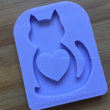Load image into Gallery viewer, Cat Silhouette with hollow heart Silicone Mold
