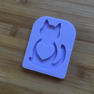 Cat Silhouette with hollow heart Silicone Mold