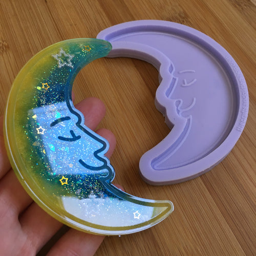 Moon with face Silicone Mold - multiple sizes available