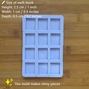 1" Book Silicone Mold, Food Safe Silicone Rubber Mould - available in 6, 12, 16 or 24 cavity molds