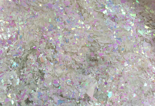 Iridescent White Mylar Flakes - Cellophane Glitter Flakes - The Crafts and Glitter Shop