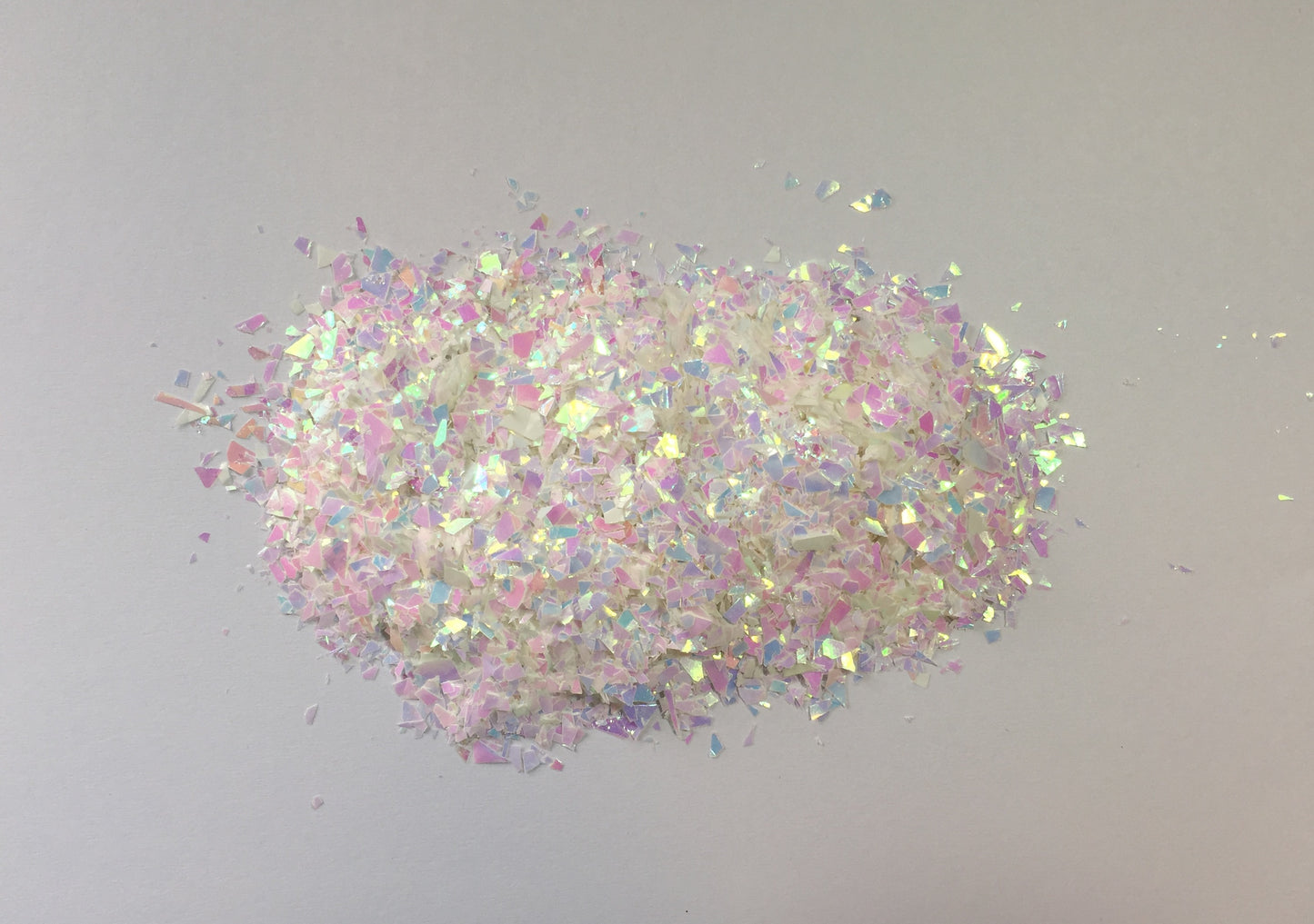 Iridescent White Mylar Flakes - Cellophane Glitter Flakes - The Crafts and Glitter Shop