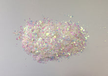 Load image into Gallery viewer, Iridescent White Mylar Flakes - Cellophane Glitter Flakes