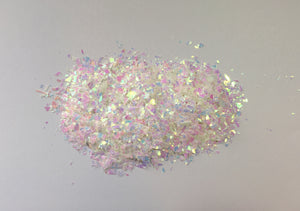 Iridescent White Mylar Flakes - Cellophane Glitter Flakes