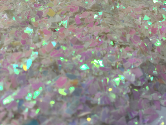 Iridescent White Mylar Flakes - Cellophane Glitter Flakes - The Crafts and Glitter Shop