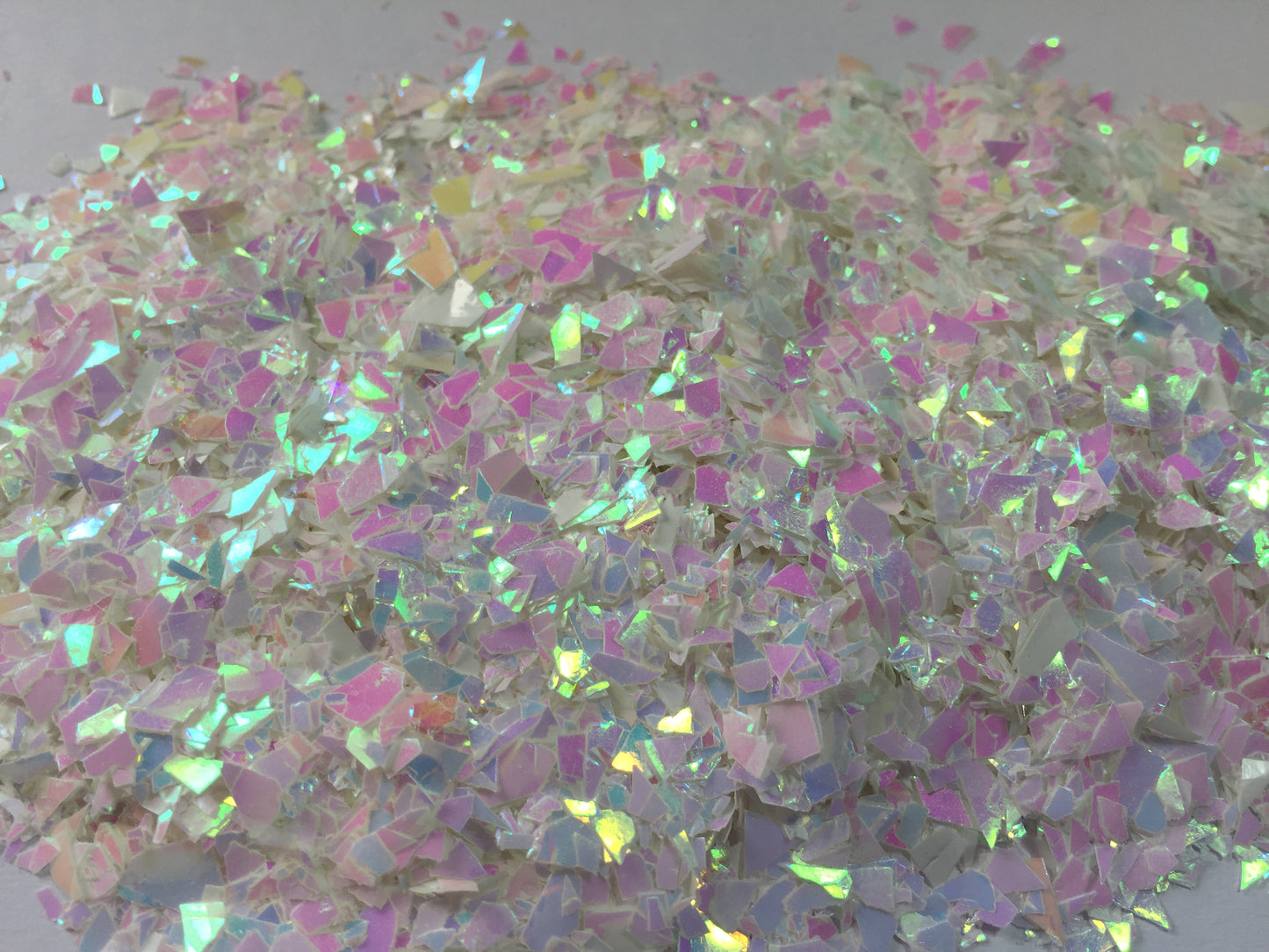 Iridescent White Mylar Flakes - Cellophane Glitter Flakes - The Crafts and Glitter Shop