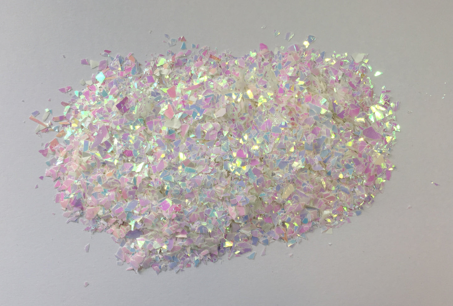 Iridescent White Mylar Flakes - Cellophane Glitter Flakes - The Crafts and Glitter Shop