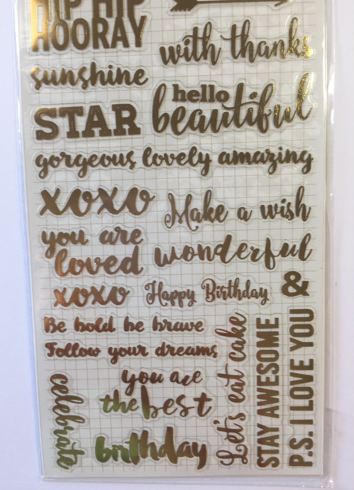 Words Gold Foil Stickers