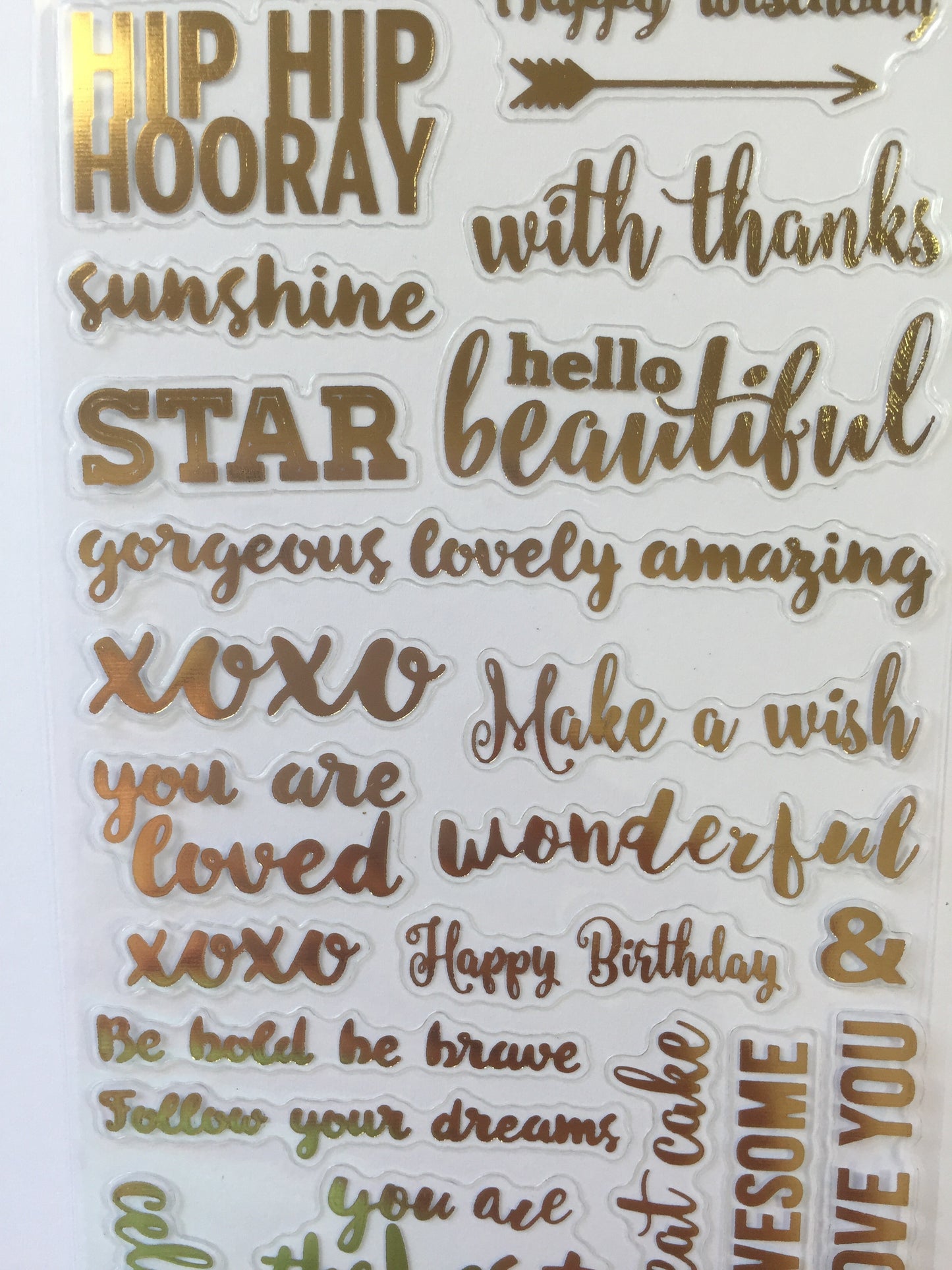 Words Gold Foil Stickers