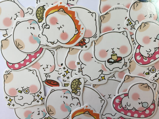 Chibi Cat Sticker Flakes Box - 45 pieces - Loose Stickers - The Crafts and Glitter Shop