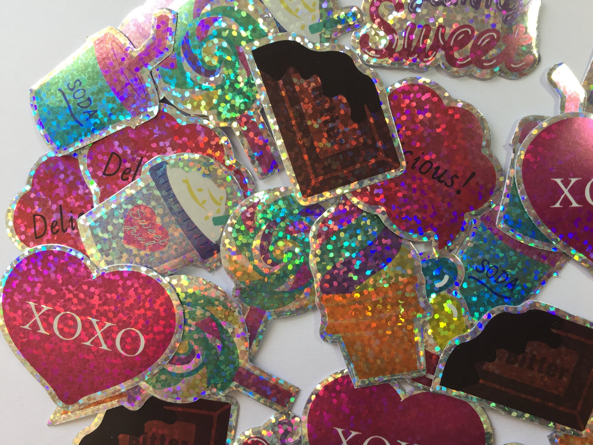 Sweets Holographic Sticker Flakes - 30 pieces - The Crafts and Glitter Shop
