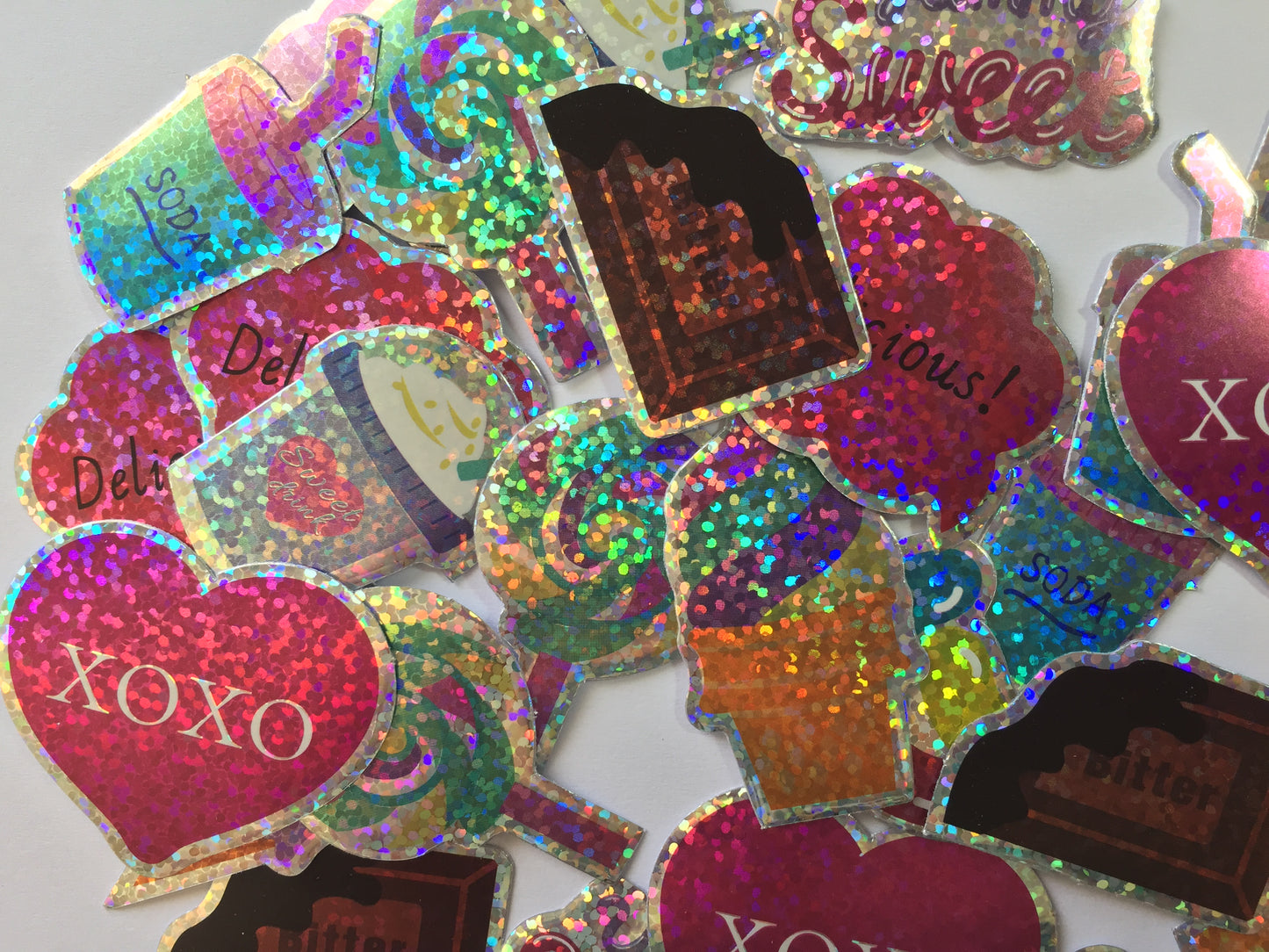 Sweets Holographic Sticker Flakes - 30 pieces - The Crafts and Glitter Shop