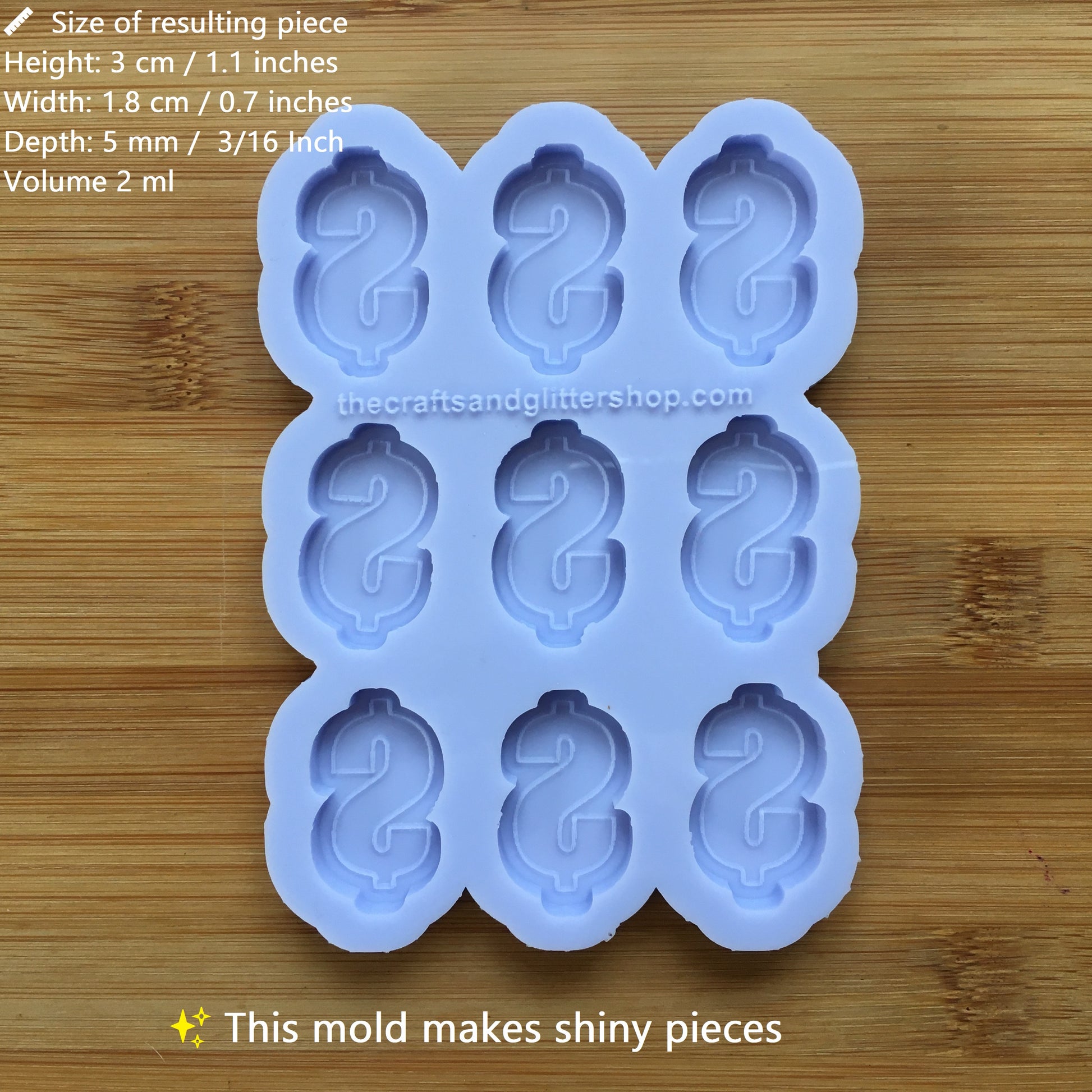 Dollar Sign Silicone Mold - The Crafts and Glitter Shop
