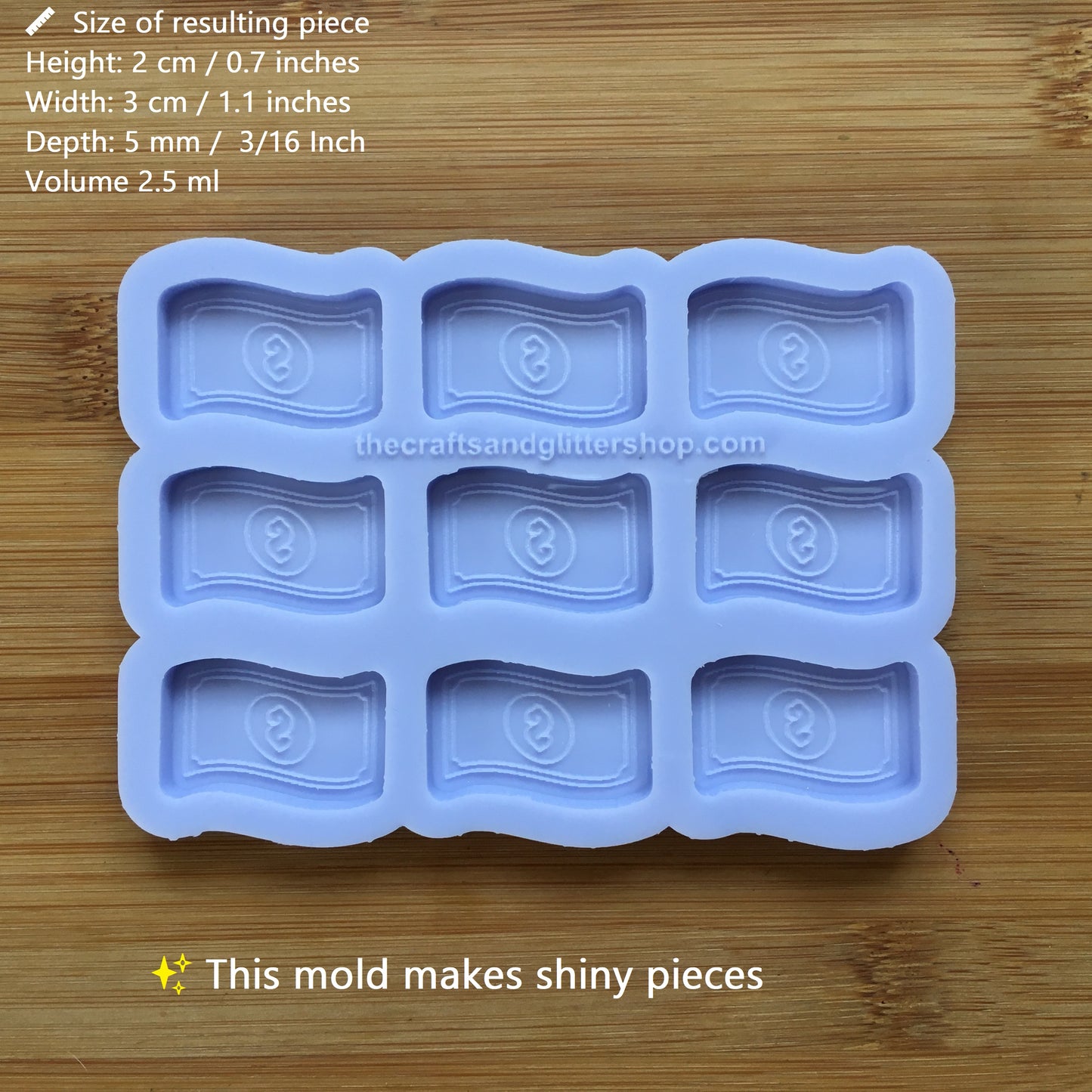 1.1 inch Dollar Bill Silicone Mold