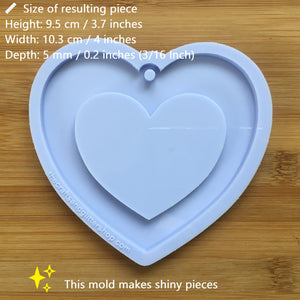 4" Heart Silicone Mold - hollow heart with hole