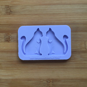 2" Sitting Cat Silhouette Silicone Mold, Food Safe Silicone Rubber Mould