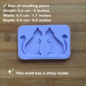 2" Sitting Cat Silhouette Silicone Mold, Food Safe Silicone Rubber Mould